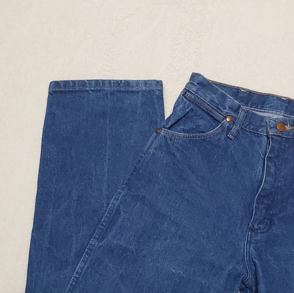Vintage Wrangler W Pocket High Rise Mid Wash Stone Wash Straight Leg Jeans - Picture 6 of 11